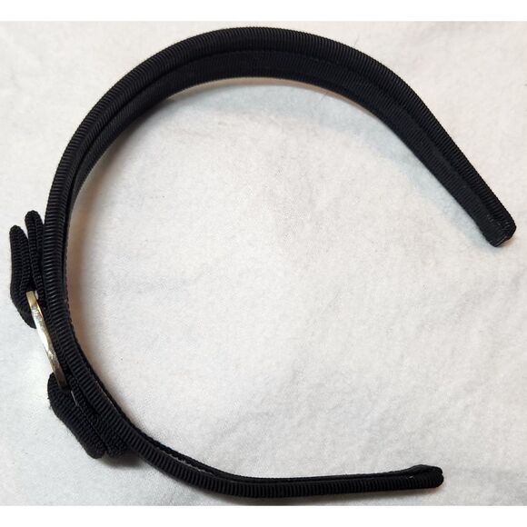 Ferragamo Vara Black Grosgrain Headband with Bow and Logo Hardware - Picture 6 of 9